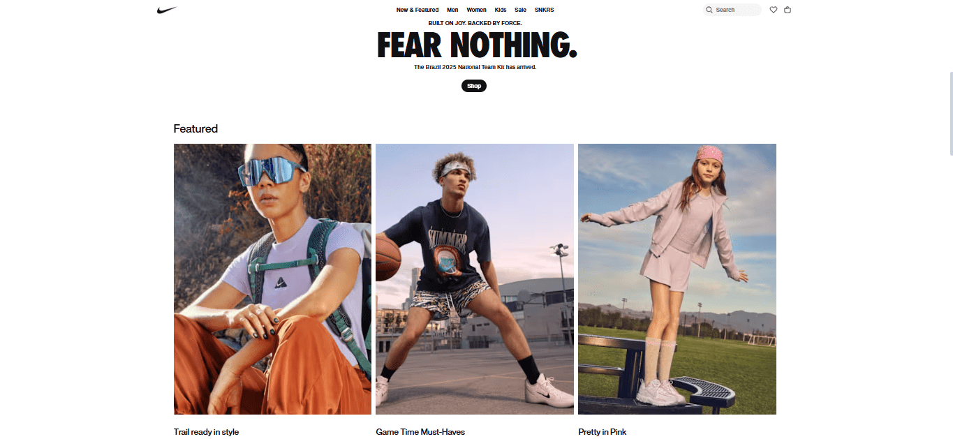 Nike website design